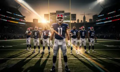Auston Matthews skating for the Toronto Maple Leafs during an NHL regular season game at Scotiabank