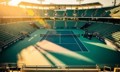 Taylor Fritz competing on hard court at a 2026 ATP Masters 1000 tournament in Miami