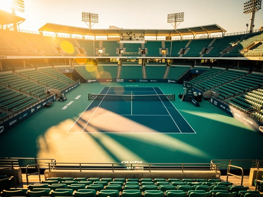 Taylor Fritz competing on hard court at a 2026 ATP Masters 1000 tournament in Miami