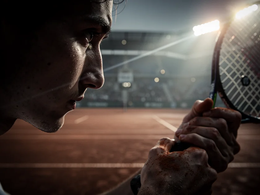 Carlos Alcaraz preparing to serve on red clay at the 2026 Monte-Carlo Masters tournament