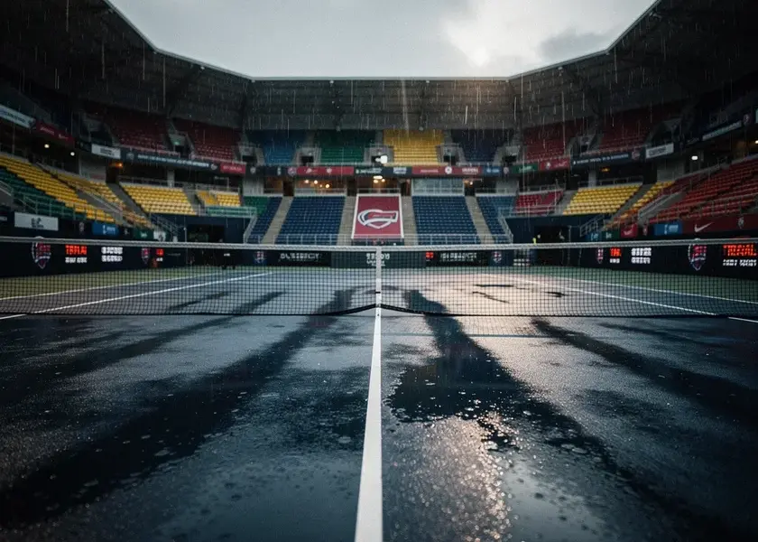 Coco Gauff competing in the 2026 Miami Open final against Aryna Sabalenka on hard court