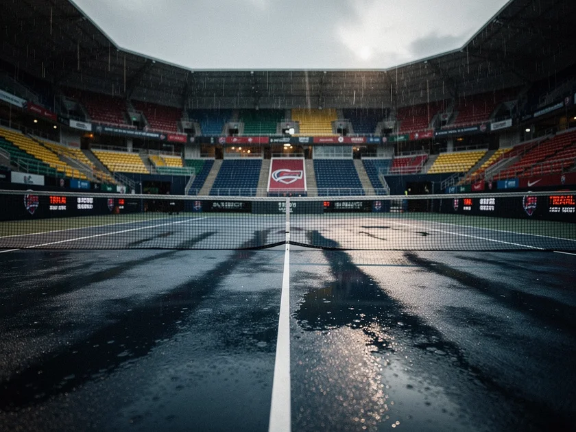 Coco Gauff competing in the 2026 Miami Open final against Aryna Sabalenka on hard court