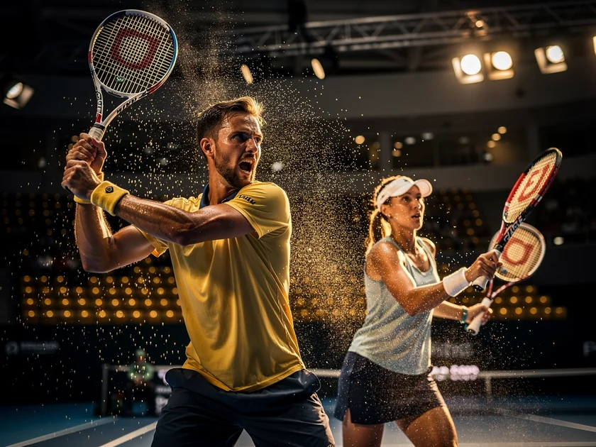 Players competing in a Davis Cup Tennis Nations League tie on a clay court in 2026