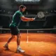 Lorenzo Musetti serving on clay court during 2026 ATP Tour clay season opener