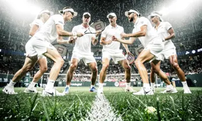 Taylor Fritz preparing to serve during a 2026 ATP clay court match in European swing